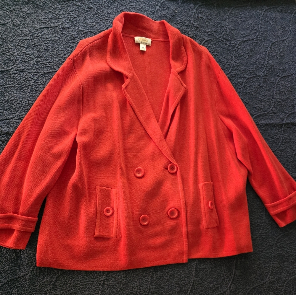 Talbots Women's Red Double-Breasted Jacket - 2X